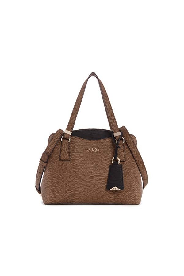 GUESS Lyndi Sacoche pour Petite Amie, Cartable, Sac à bandoulière Femme, Châtaigne Multicolore, Taille Unique