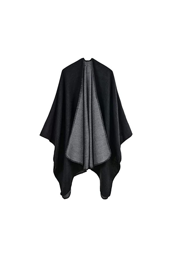 WJPTL Automne Hiver Femmes Châle Double Face Imitation Cachemire Épais Wrap Couverture Écharpe Cardigan Cape Loisirs Voyage C