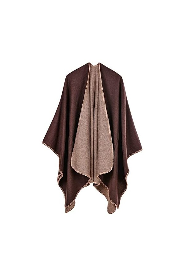 WJPTL Automne Hiver Femmes Châle Double Face Imitation Cachemire Épais Wrap Couverture Écharpe Cardigan Cape Loisirs Voyage C