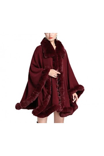 MOUMO Printemps Automne Hiver Trois Saisons Manteaux Femme Col Laine ChâLe Cape Ample Taille Plus Tricot Cardigan