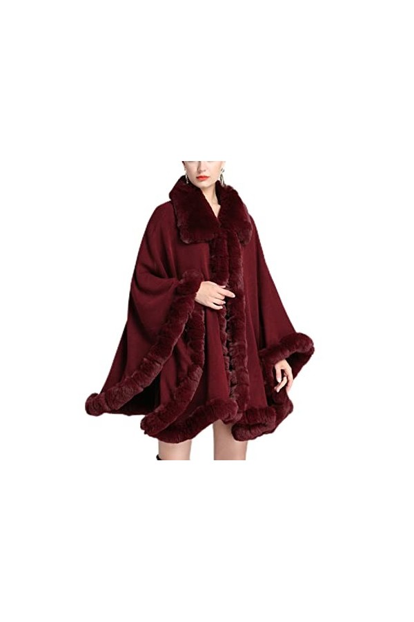 MOUMO Printemps Automne Hiver Trois Saisons Manteaux Femme Col Laine ChâLe Cape Ample Taille Plus Tricot Cardigan