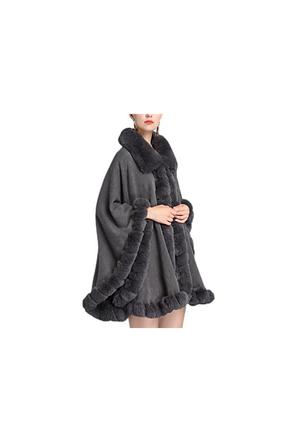 MOUMO Printemps Automne Hiver Trois Saisons Manteaux Femme Col Laine ChâLe Cape Ample Taille Plus Tricot Cardigan