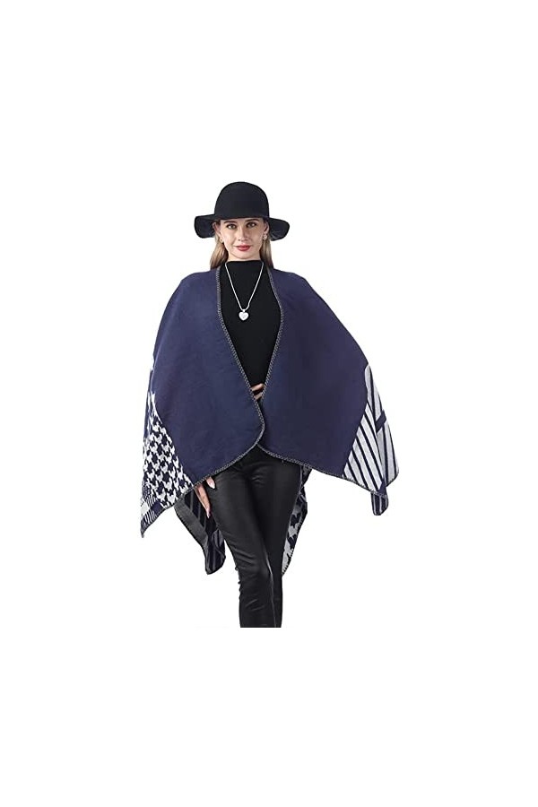 WJPTL Grands châles Chauds à Rayures dhiver pour Femmes Vogue à Tricoter Cardigan à Impression Bicolore Tippet Cadeaux de Va