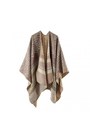 VSOLS Automne Hiver Motif rayé Chaud Casual Femmes Châle Capes Manteau Femme Violet couleur : 5, taille : taille unique 