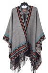 WJPTL Poncho de Cape dautomne et dhiver de Style Ethnique pour Femmes, écharpe Chaude surdimensionnée, Cardigan à Franges, 