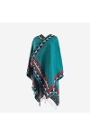 HQSB Cape châle style ethnique tendance pour femme - Poncho vintage imprimé bleu - Poncho dhiver chaud et épais - Cadeau de 