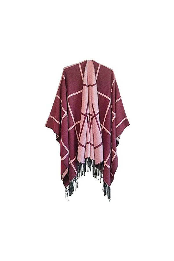 WJPTL Femmes Hiver Chaud Double Face surdimensionné Mode à Carreaux imprimé châle écharpe Manteau Cardigan Pull Cadeaux de No