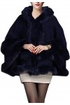 Vagbalena Femmes Dames Filles Cape Manteau Fausse Fourrure Worsted Cape Châle Wrap Noir,Une Taille 