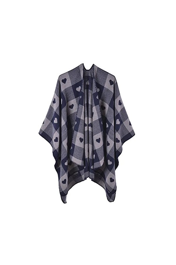 MXDVSN Poncho châle chaud pour femme ouvert sur le devant cape réversible pour femme printemps automne imprimé long cardigan 