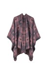 MXDVSN Poncho châle chaud pour femme ouvert sur le devant cape réversible pour femme printemps automne imprimé long cardigan 