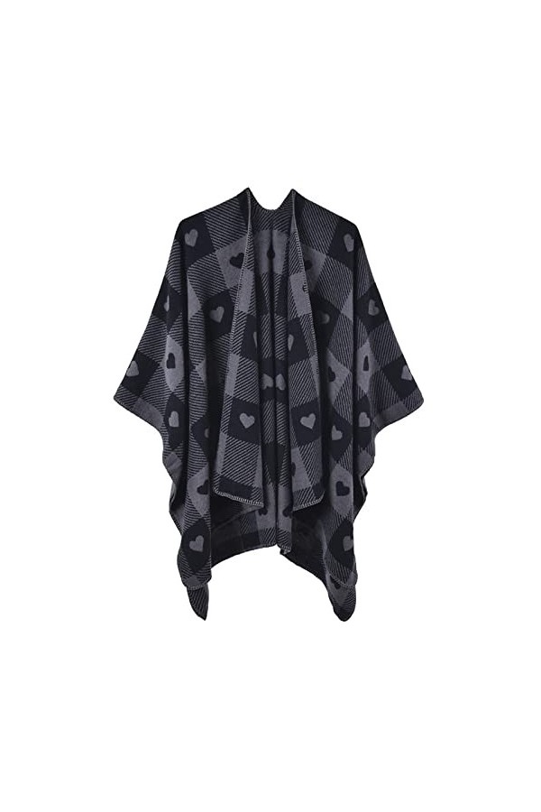 MXDVSN Poncho châle chaud pour femme ouvert sur le devant cape réversible pour femme printemps automne imprimé long cardigan 