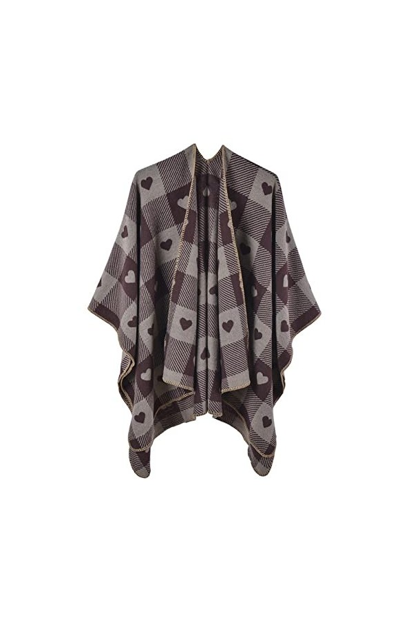 MXDVSN Poncho châle chaud pour femme ouvert sur le devant cape réversible pour femme printemps automne imprimé long cardigan 