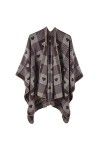 MXDVSN Poncho châle chaud pour femme ouvert sur le devant cape réversible pour femme printemps automne imprimé long cardigan 