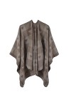 MXDVSN Poncho châle chaud pour femme ouvert sur le devant cape réversible pour femme printemps automne imprimé long cardigan 