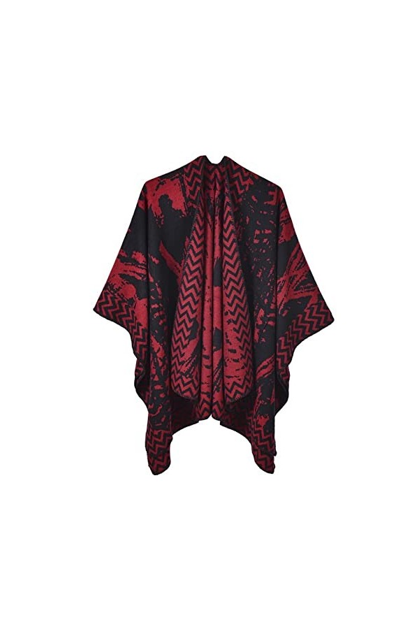 MXDVSN Poncho châle chaud pour femme ouvert sur le devant cape réversible pour femme printemps automne imprimé long cardigan 
