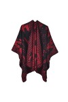 MXDVSN Poncho châle chaud pour femme ouvert sur le devant cape réversible pour femme printemps automne imprimé long cardigan 