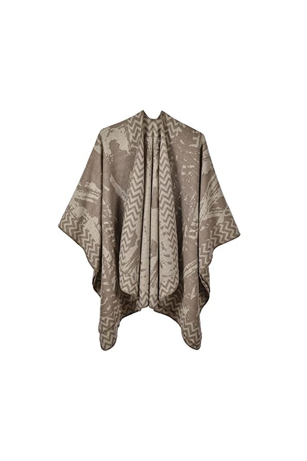 MXDVSN Poncho châle chaud pour femme ouvert sur le devant cape réversible pour femme printemps automne imprimé long cardigan 