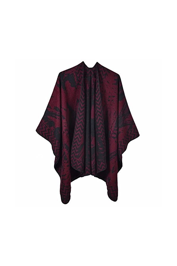MXDVSN Poncho châle chaud pour femme ouvert sur le devant cape réversible pour femme printemps automne imprimé long cardigan 