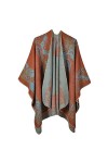 MXDVSN Poncho châle chaud pour femme ouvert sur le devant cape réversible pour femme printemps automne imprimé long cardigan 