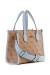 GUESS Silvana, Sac à bandoulière, Mini fourre-Tout, poignée supérieure Femme, Logo/Ardoise Latte, Taille Unique