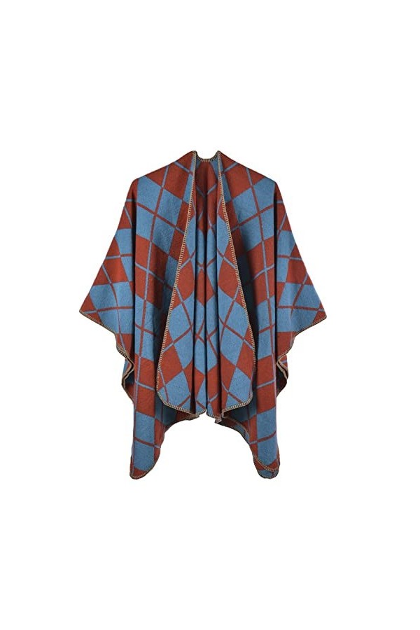 MXDVSN Poncho châle chaud pour femme ouvert sur le devant cape réversible pour femme printemps automne imprimé long cardigan 