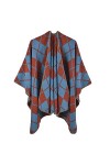 MXDVSN Poncho châle chaud pour femme ouvert sur le devant cape réversible pour femme printemps automne imprimé long cardigan 