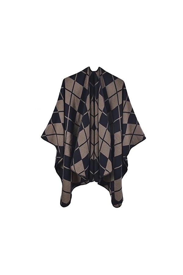 MXDVSN Poncho châle chaud pour femme ouvert sur le devant cape réversible pour femme printemps automne imprimé long cardigan 