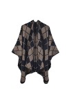 MXDVSN Poncho châle chaud pour femme ouvert sur le devant cape réversible pour femme printemps automne imprimé long cardigan 