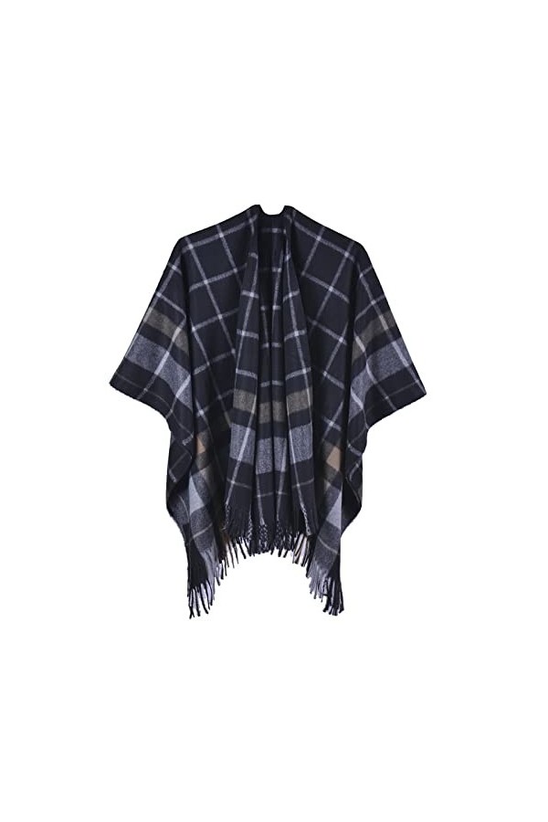 MXDVSN Poncho châle chaud pour femme ouvert sur le devant Écharpe réversible pour femme Printemps Automne Capes Cardigan Mant