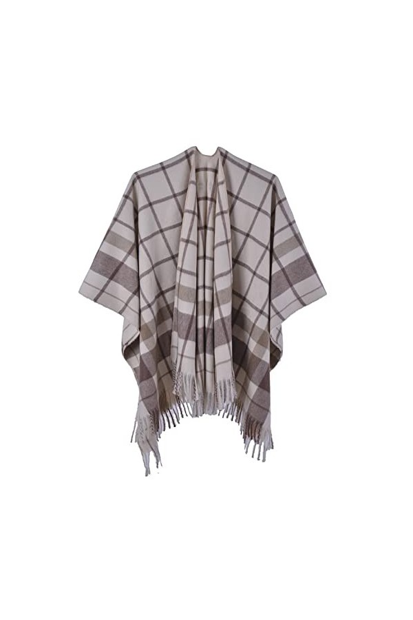 MXDVSN Poncho châle chaud pour femme ouvert sur le devant Écharpe réversible pour femme Printemps Automne Capes Cardigan Mant