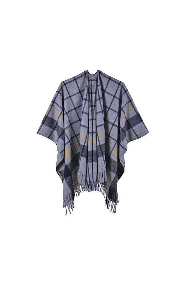 MXDVSN Poncho châle chaud pour femme ouvert sur le devant Écharpe réversible pour femme Printemps Automne Capes Cardigan Mant