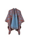 MXDVSN Poncho châle chaud pour femme ouvert sur le devant cape réversible pour femme printemps automne imprimé long cardigan 