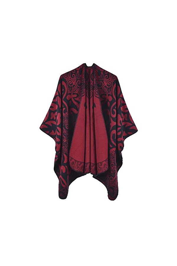 MXDVSN Poncho châle chaud pour femme ouvert sur le devant cape réversible pour femme printemps automne imprimé long cardigan 