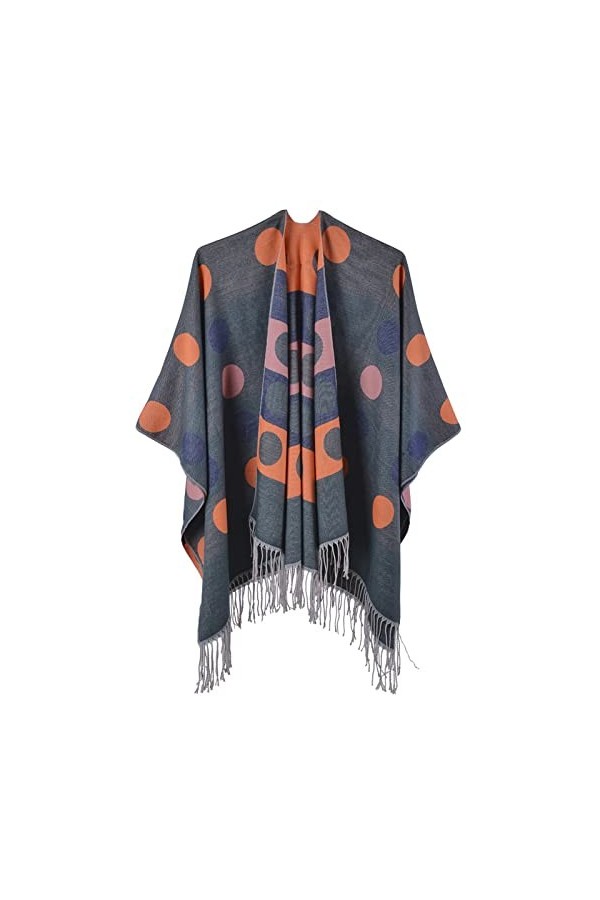MXDVSN Poncho châle chaud pour femme ouvert sur le devant Écharpe réversible pour femme Printemps Automne Capes Cardigan Mant