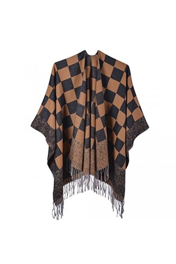 MXDVSN Poncho châle chaud pour femme ouvert sur le devant Écharpe réversible pour femme Printemps Automne Capes Cardigan Mant