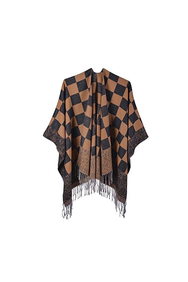 MXDVSN Poncho châle chaud pour femme ouvert sur le devant Écharpe réversible pour femme Printemps Automne Capes Cardigan Mant