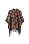 MXDVSN Poncho châle chaud pour femme ouvert sur le devant Écharpe réversible pour femme Printemps Automne Capes Cardigan Mant