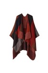 MXDVSN Poncho châle chaud ouvert sur le devant pour femme, cape coupe-vent imprimé, long cardigan dextérieur couverture 01-1