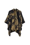 MXDVSN Poncho châle chaud ouvert sur le devant pour femme, cape coupe-vent imprimé, long cardigan dextérieur couverture 02-1