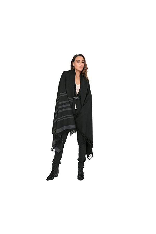 likemary Twill Echarpe Rayée Mérinos - Châle Plaid Chaud 100% Laine - Foulard Oversize Commerce Équitable - Étole Pashmina Dé