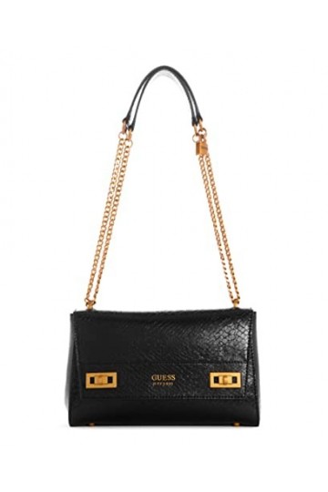 Guess Katey Flap Sac à bandoulière, Rabat Femme, Noir, Taille Unique