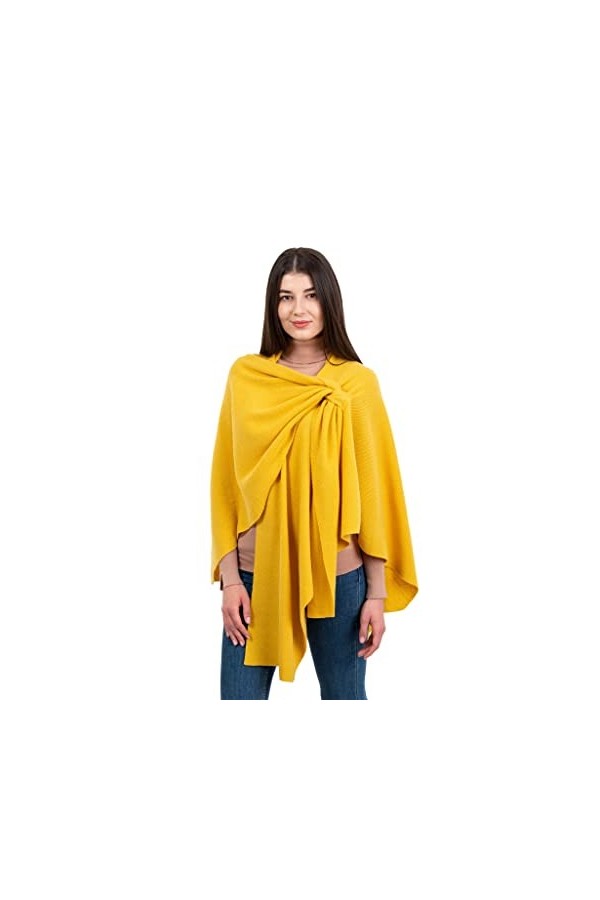 SAOL Châle pour femme en laine dagneau poncho taille unique, pissenlit, taille unique
