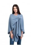 SAOL Châle pour femme en laine dagneau poncho taille unique, bleu ciel, taille unique
