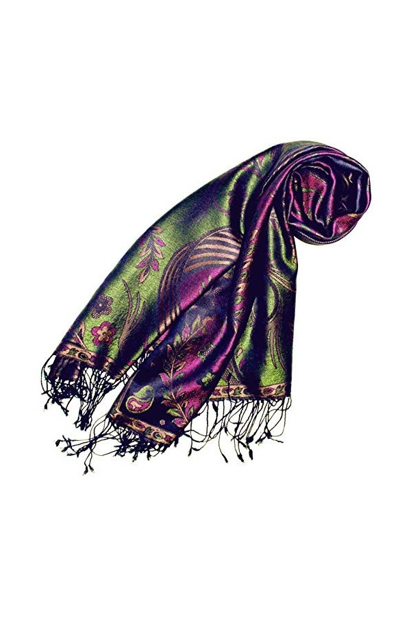 LORENZO CANA Pashmina pour la femme - écharpe de 100% soie avec les mesures de 70 x 190 cm - fait à la main – souple élégant 