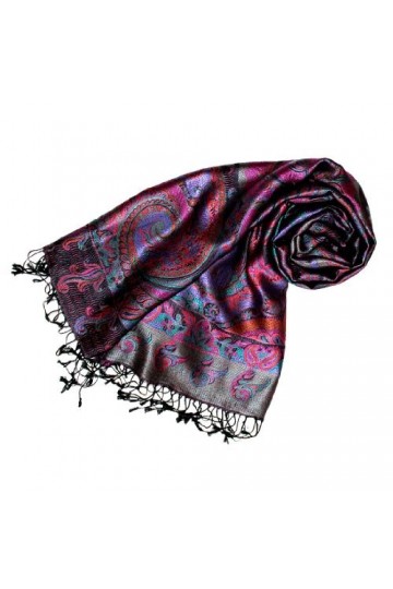 LORENZO CANA Pashmina pour la femme - écharpe de 100% soie avec les mesures de 70 x 190 cm - fait à la main – souple élégant 