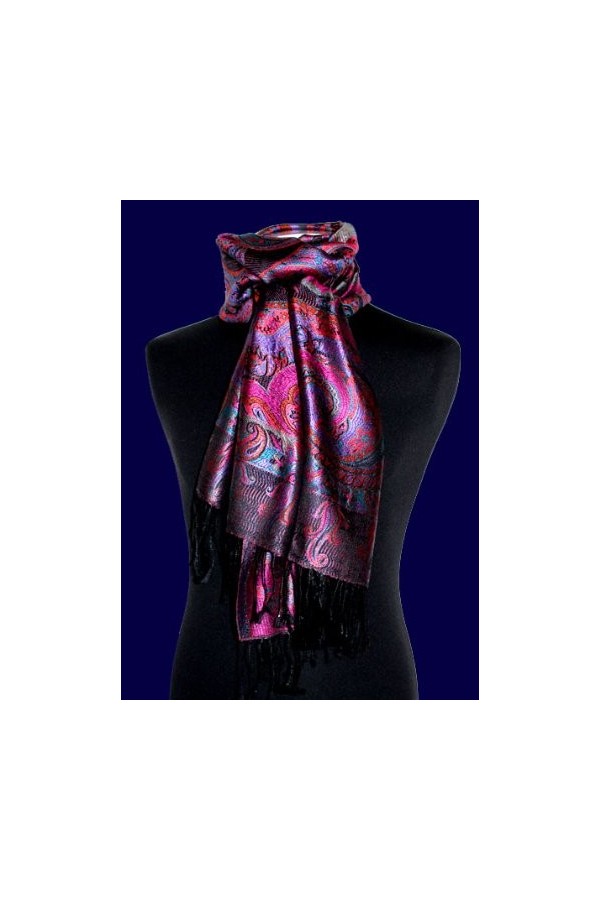 LORENZO CANA Pashmina pour la femme - écharpe de 100% soie avec les mesures de 70 x 190 cm - fait à la main – souple élégant 