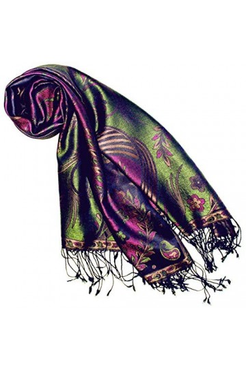 LORENZO CANA Pashmina pour la femme - écharpe de 100% soie avec les mesures de 70 x 190 cm - fait à la main – souple élégant 