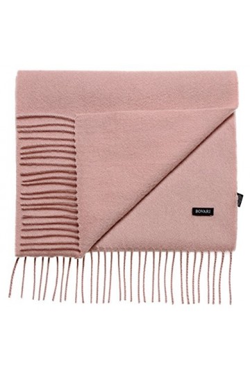 Bovari Echarpe femme 100% cachemire haut de gamme femme - 180 x 31 cm - nombreuses couleurs Rose 