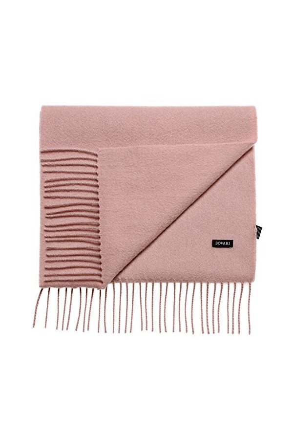 Bovari Echarpe femme 100% cachemire haut de gamme femme - 180 x 31 cm - nombreuses couleurs Rose 