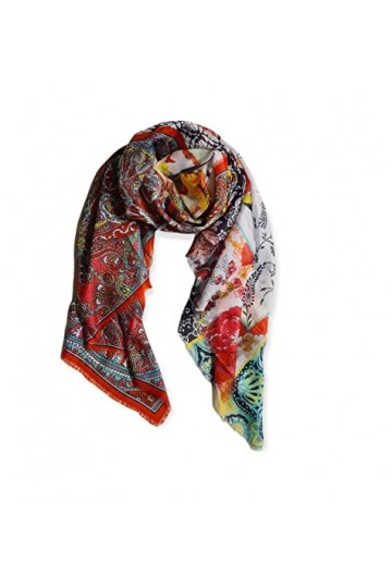Marco Pascali Foulard dans Une boîte Cadeau Florale Châle Pashmina, Imprimé Multicolore, 140x140 cm Femme
